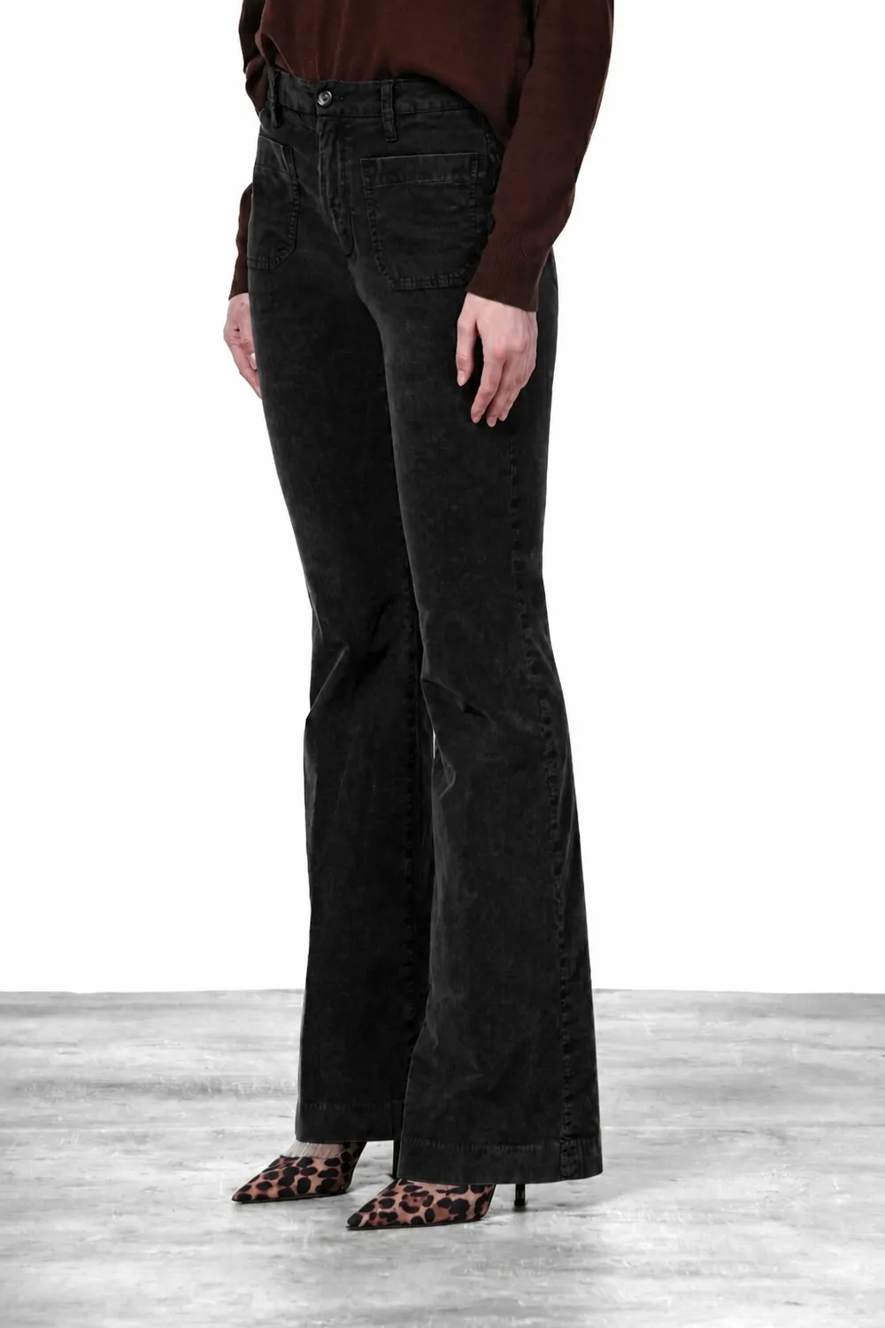 Mason's New York Flare chinobukser sort fløjl slim