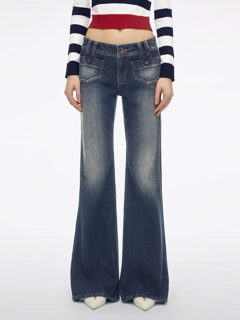 Miss Sixty Bella Flare jeans blå – lav talje stretch