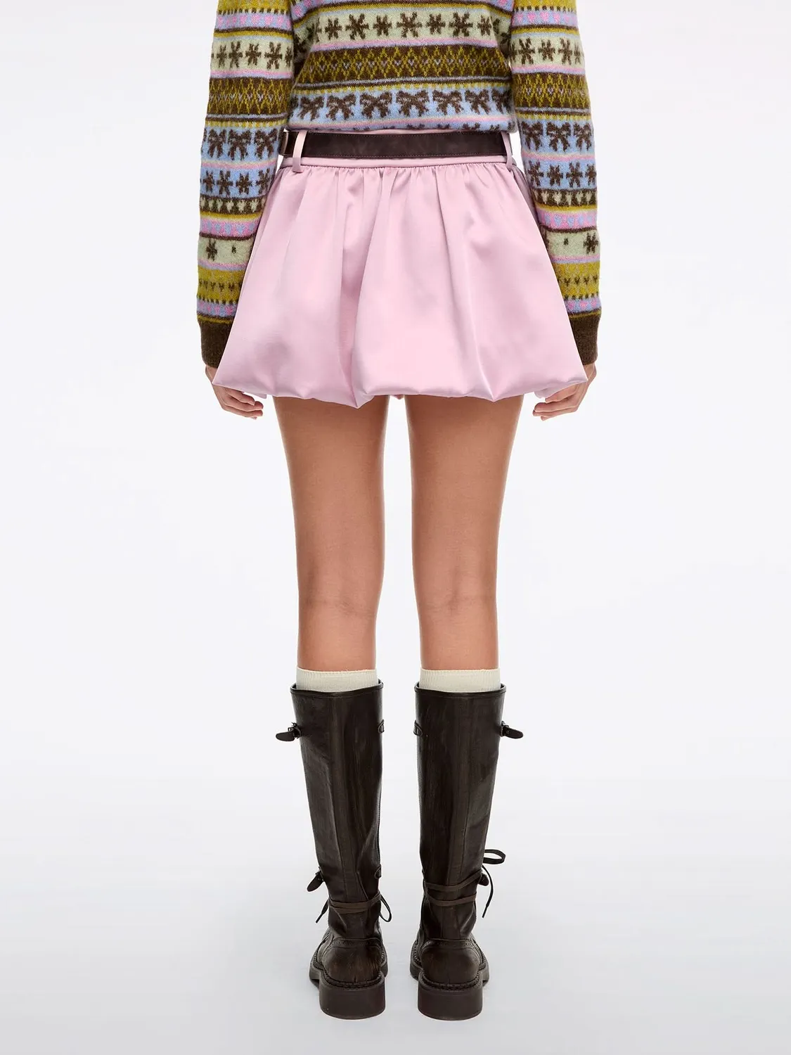 Miss Sixty Belted Peplum nederdel pink med bælte