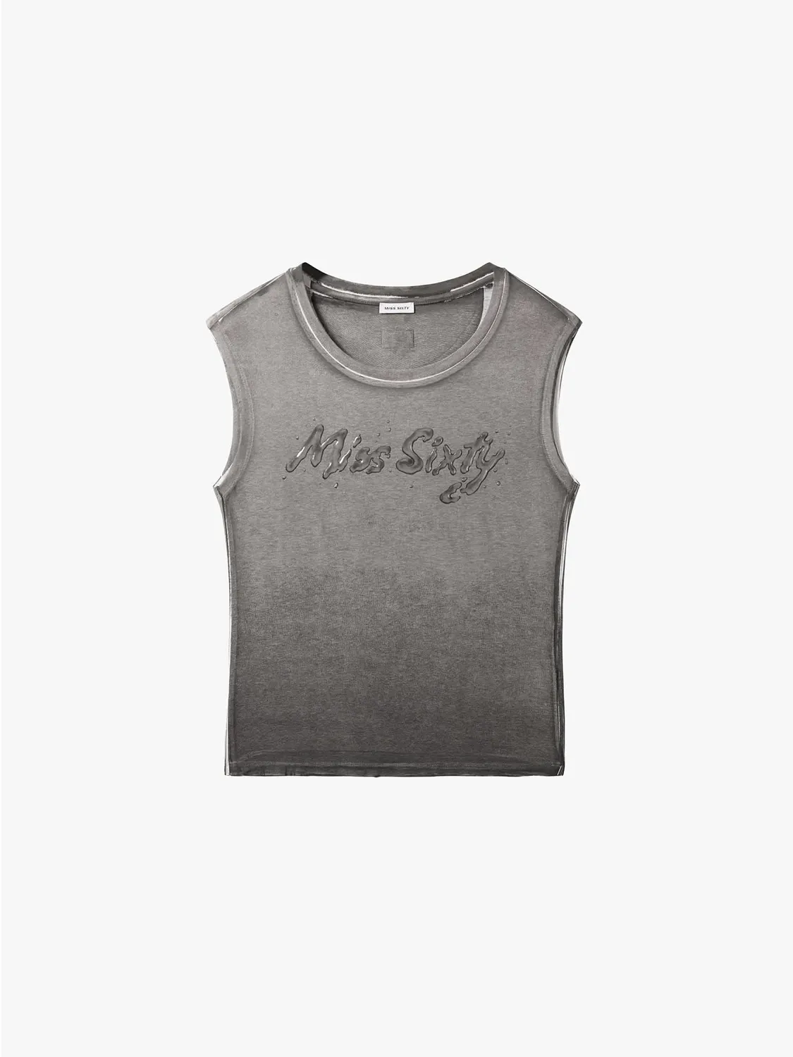 Miss Sixty Faded ærmeløs t-shirt lysegrå bomuld-hør