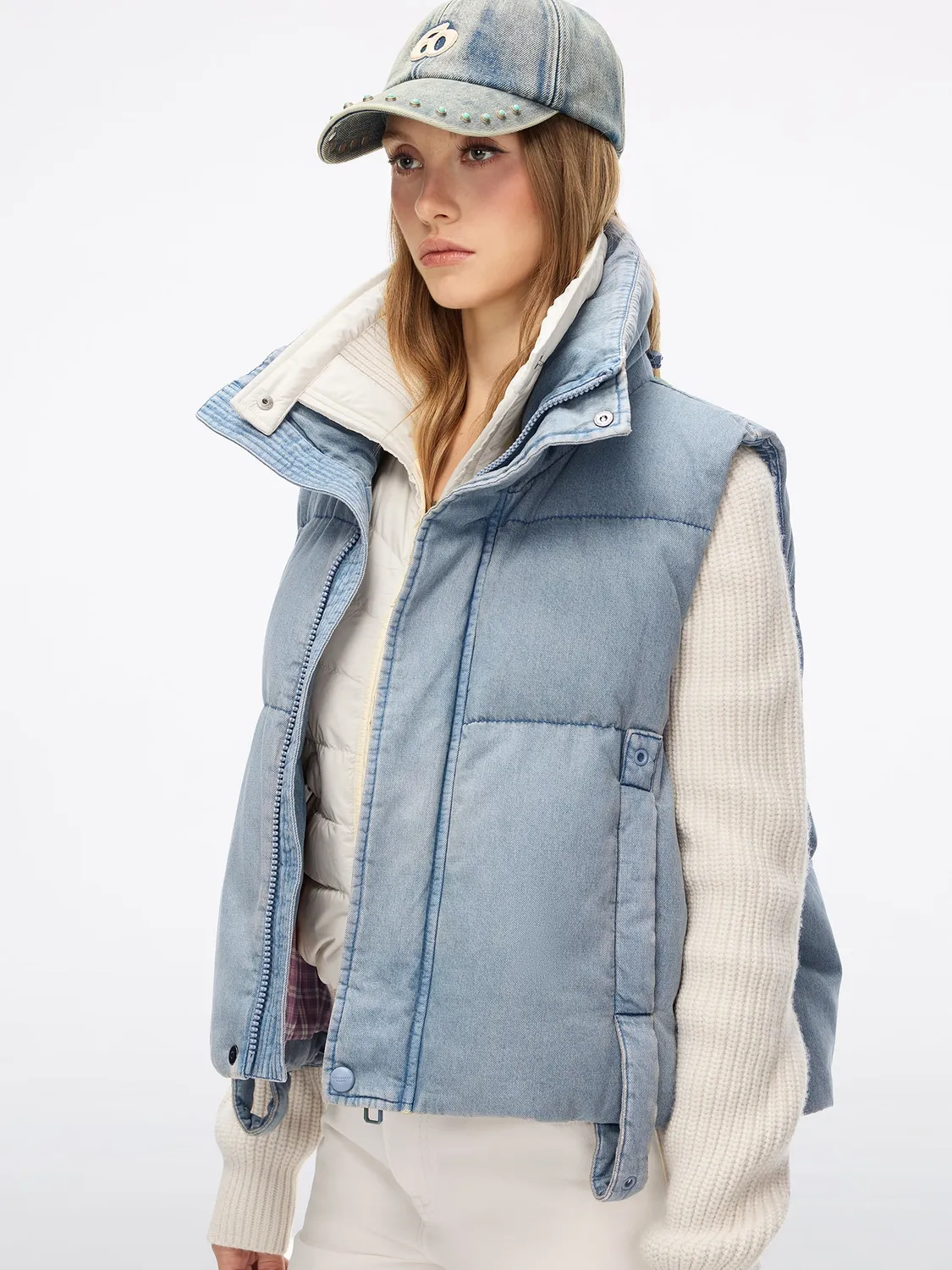 Miss Sixty denim puffer vest middle blue dun