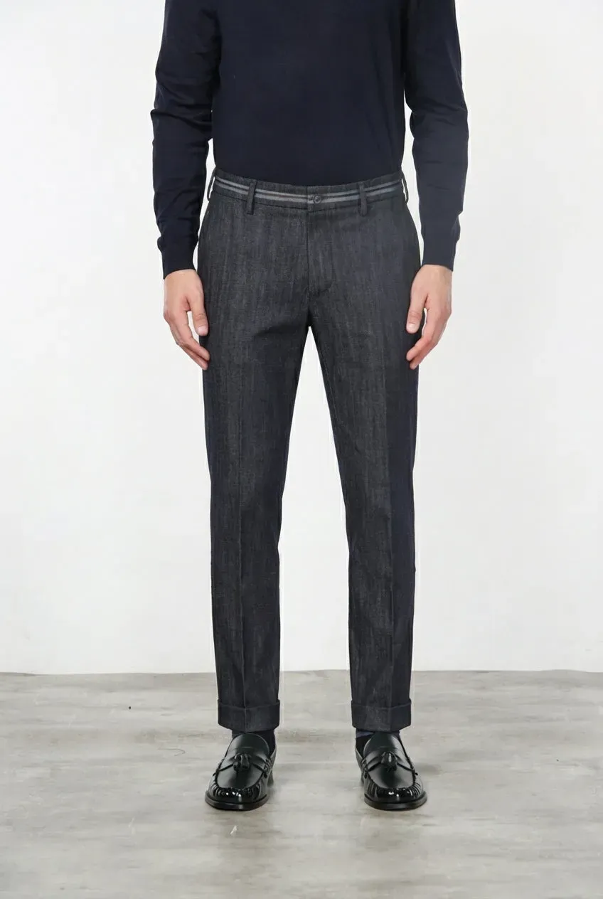 Mason's New York Elegance chinos navyblå regular fit stretch denim