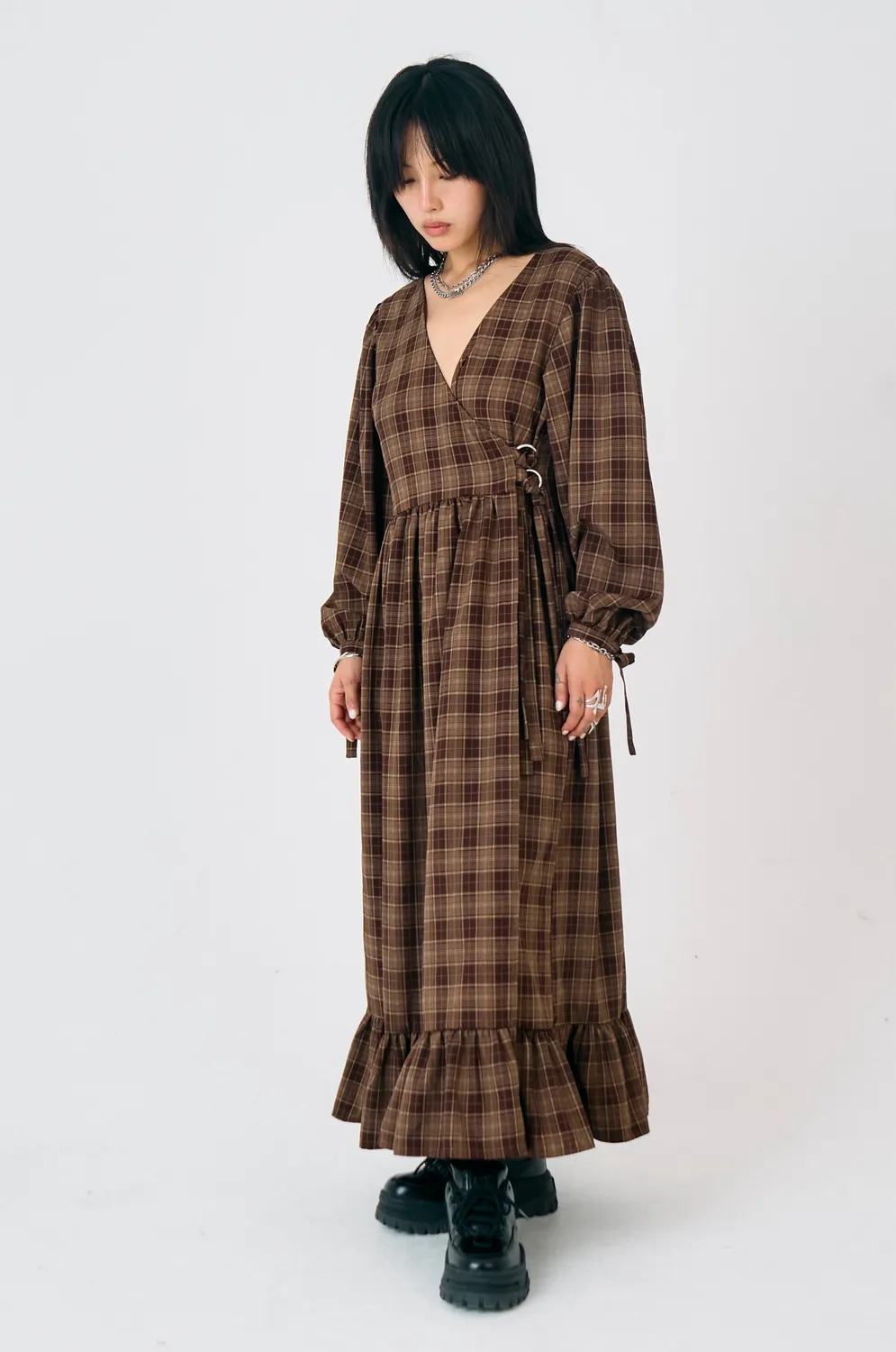 The Ragged Priest Shire Check maxikjole 10 brun tern