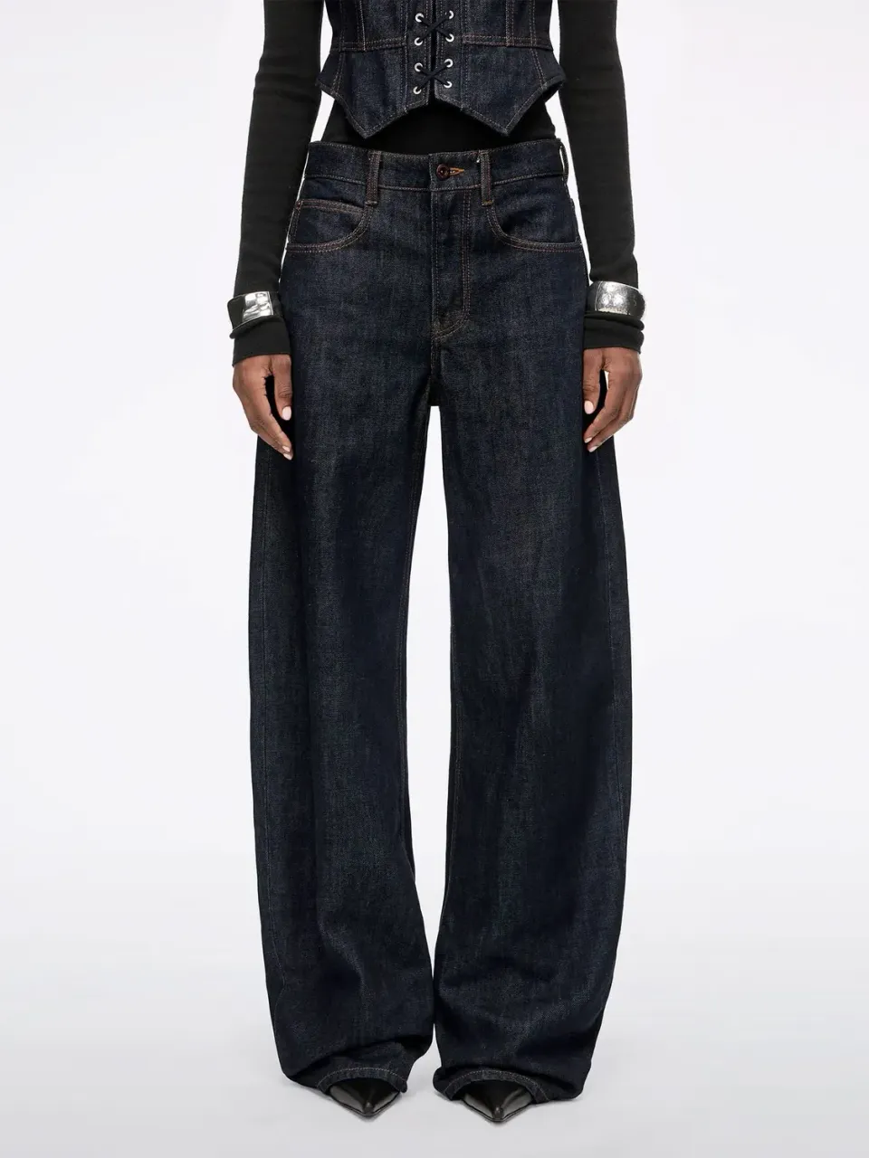 Miss Sixty Barrel jeans mørkeblå med bælttaske