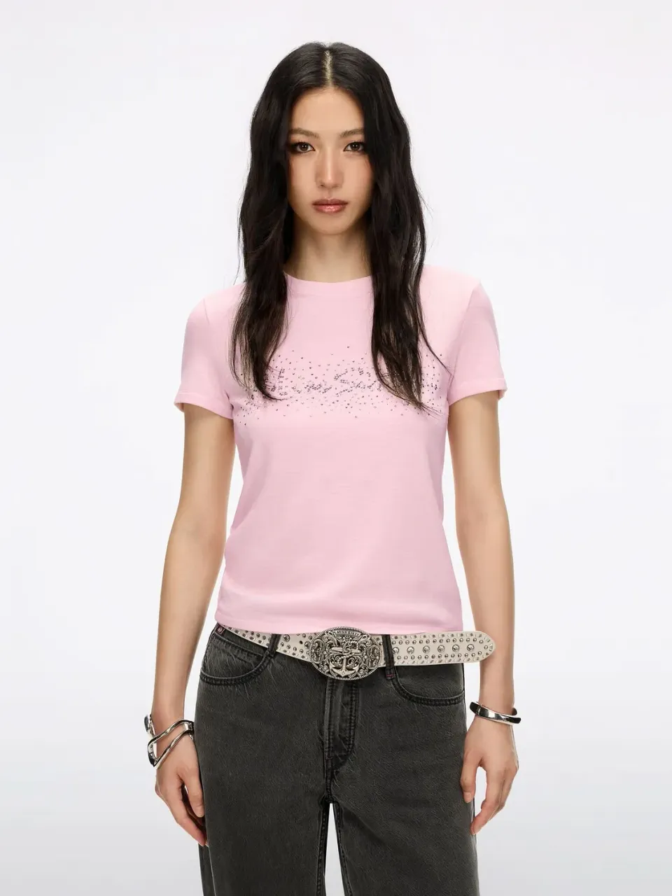 Miss Sixty T-shirt baby pink perler fitted