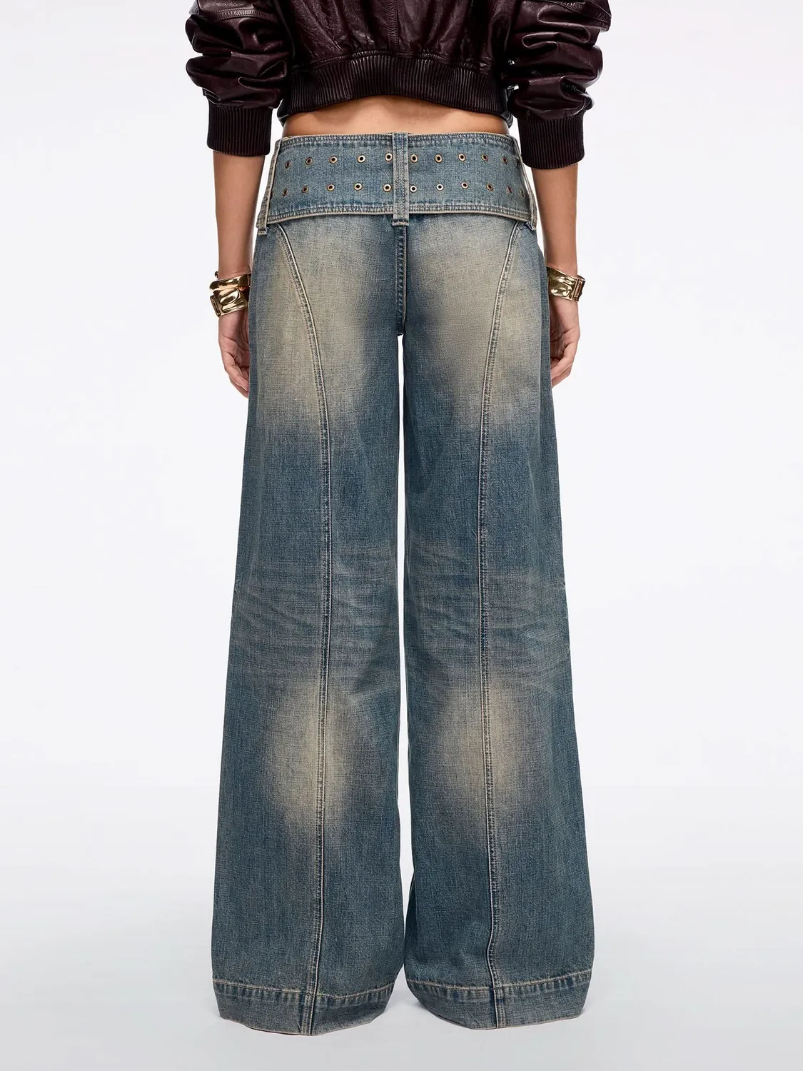 Miss Sixty Wide-Leg jeans mellemblå bælte