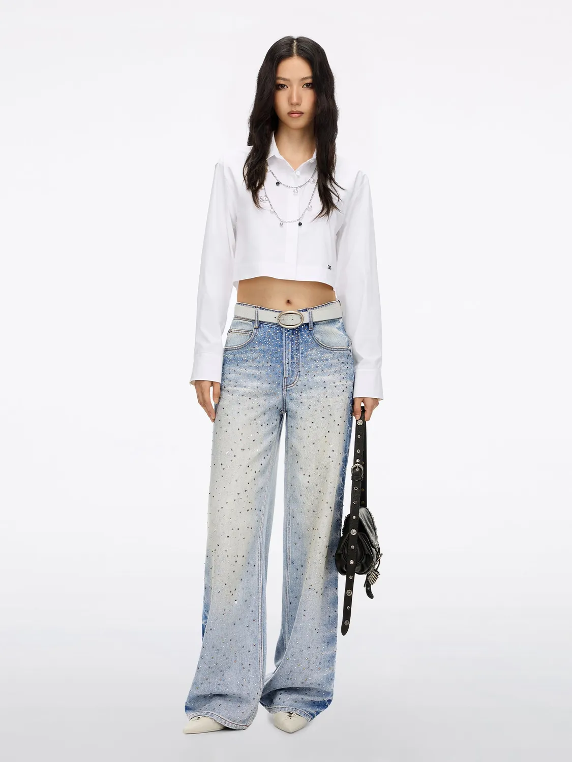 Miss Sixty Atelier Rhinestone Wavy Straight jeans retroblå