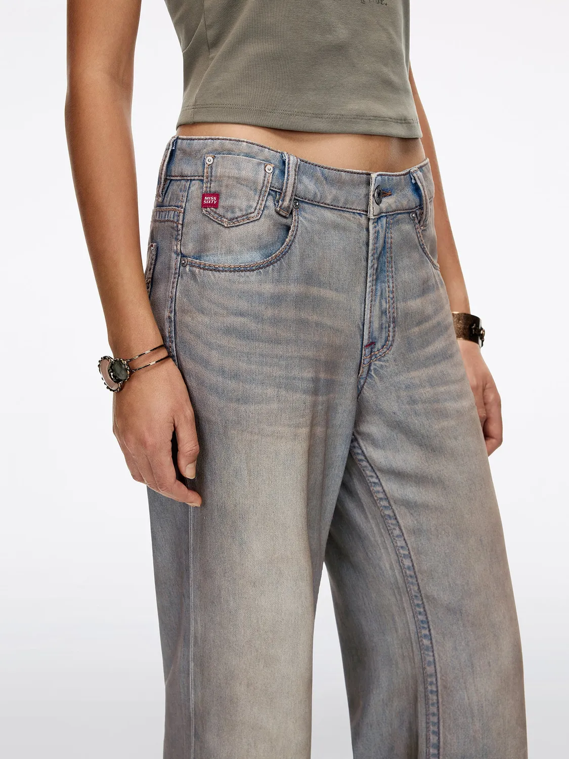 Miss Sixty Montana Mid Rise Flare jeans blå slidt
