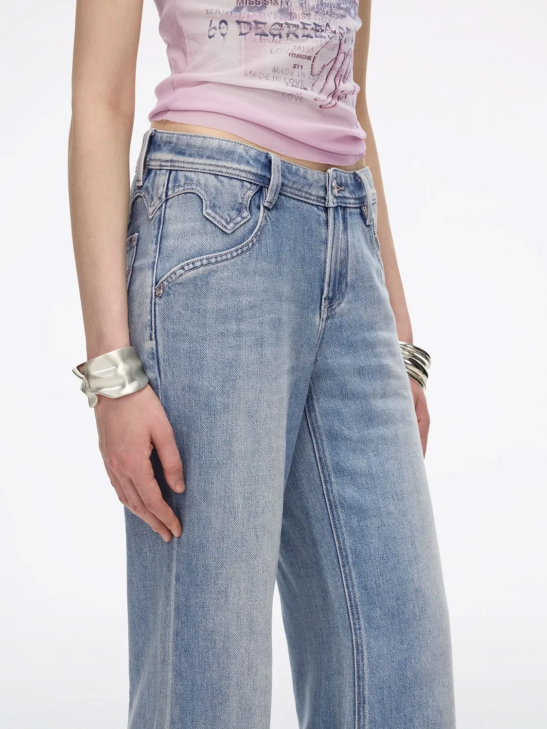 Miss Sixty Bella flare jeans middle blue høj stretch