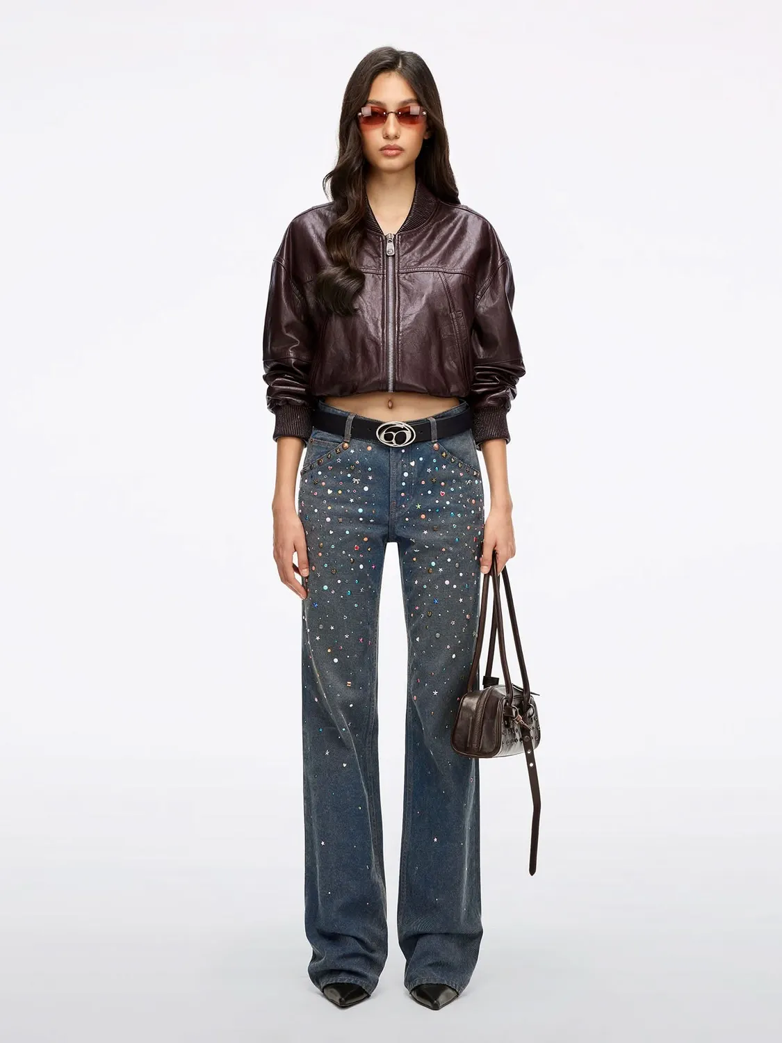 Miss Sixty Atelier straight jeans middle blue rhinsten