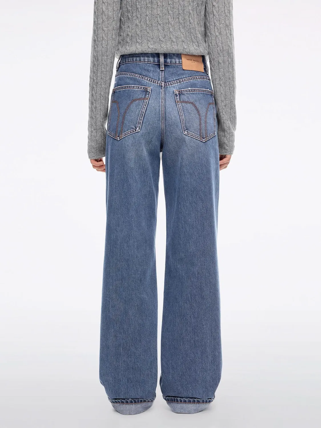 Miss Sixty distressed straight jeans middle blue
