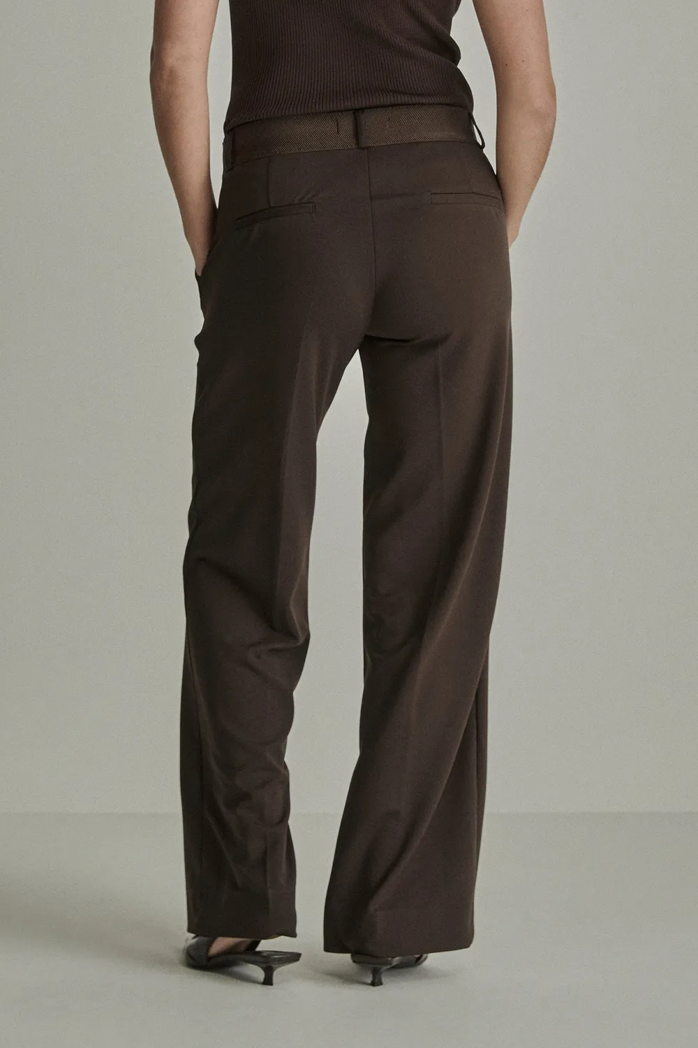 Para Mi Crepe Mira Elastic bukser Deep Brown wide