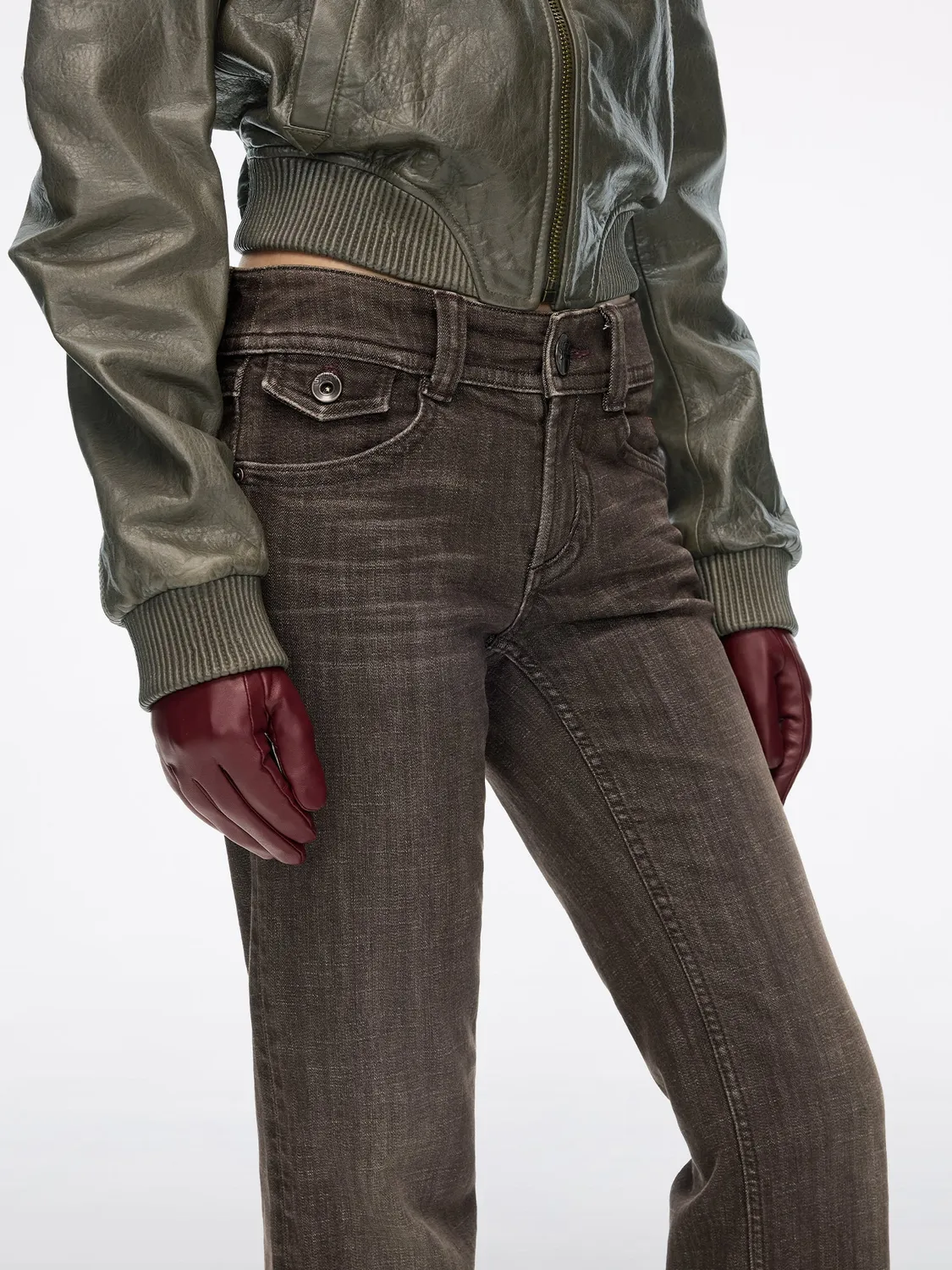 Miss Sixty Distressed Flare jeans mørkebrun mellem talje