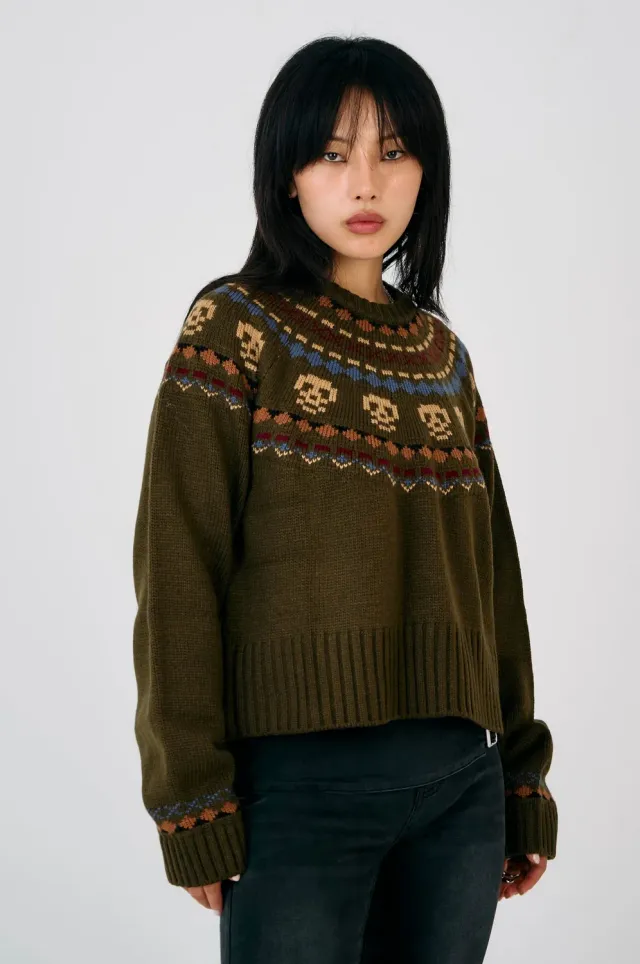 The Ragged Priest Hamlet Grunge Fair Isle strik M khaki