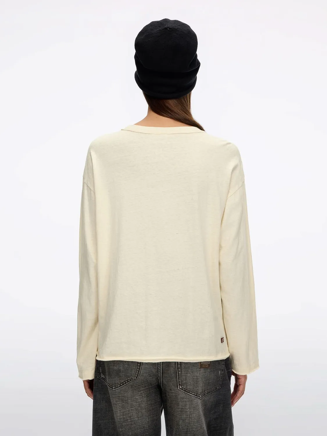 Miss Sixty Distressed Graphic T-shirt langærmet abrikos