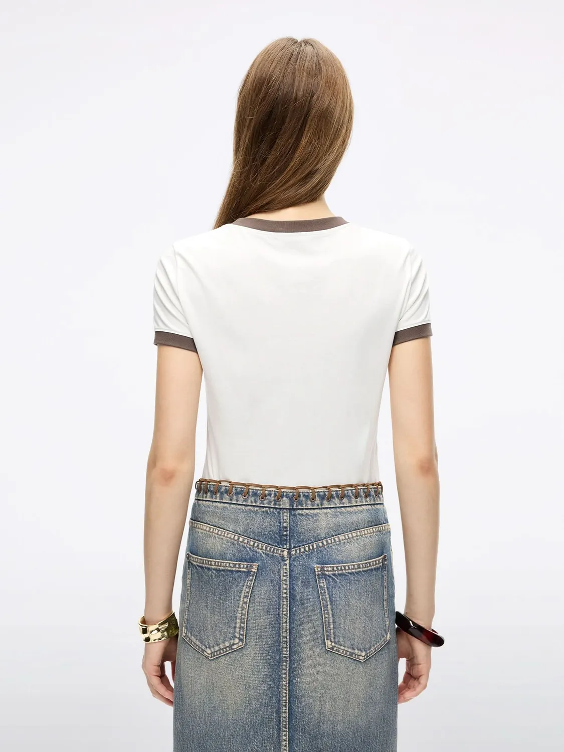 Miss Sixty Patchwork t-shirt hvid – slim fit bomuld