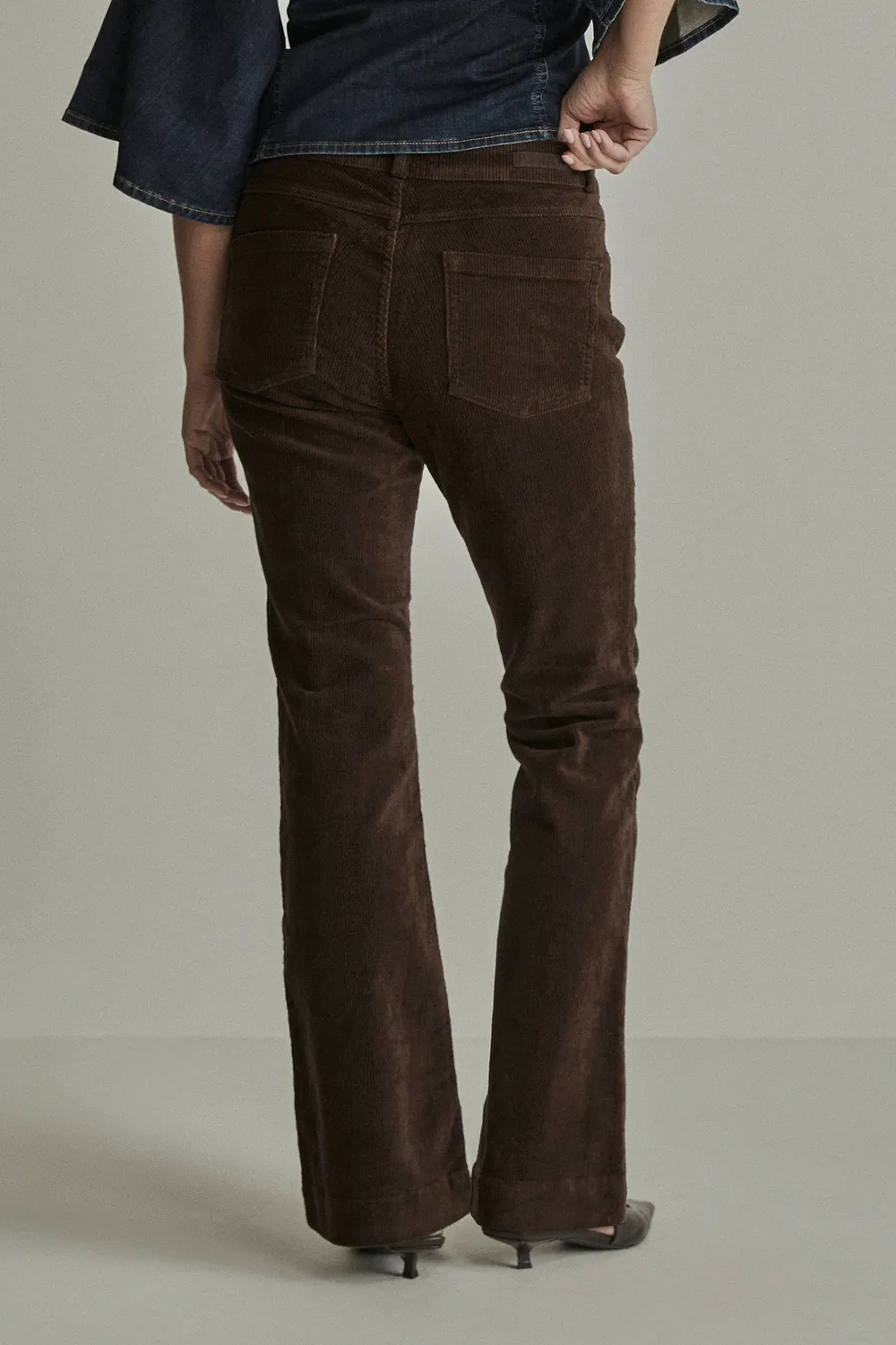 Para Mi Jade fløjlsbukser ivory grey bootcut