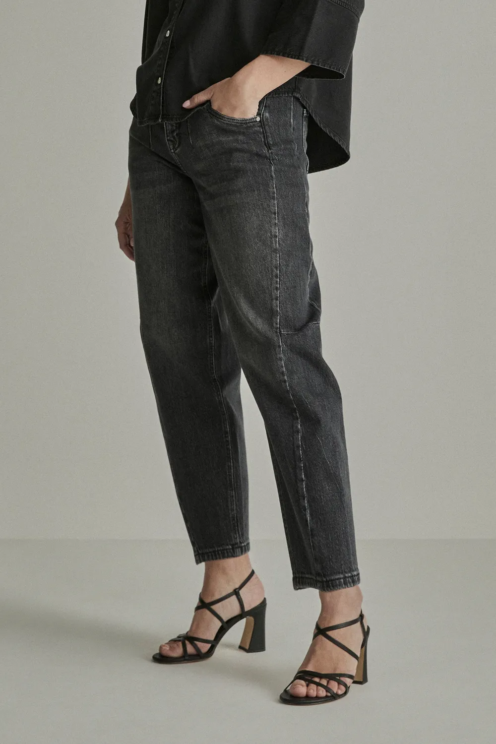 Para Mi Coco jeans Shadow Black barrel ekstra høj talje