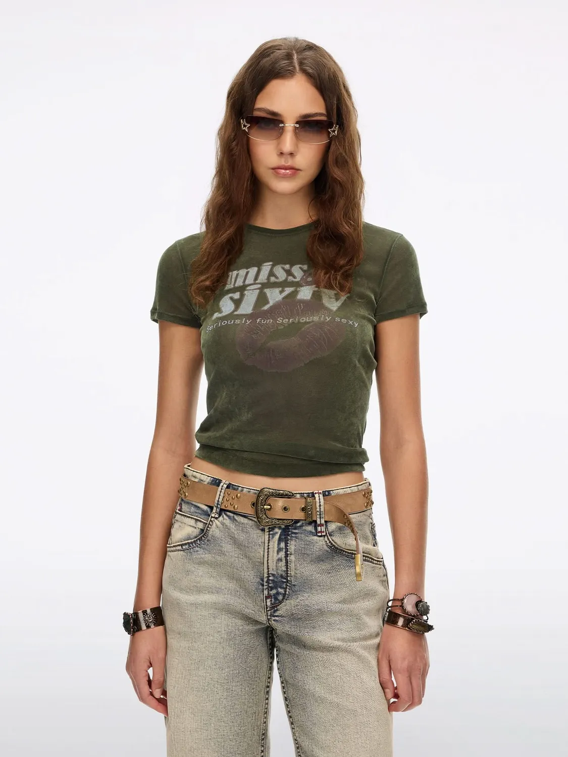 Miss Sixty 6M3SJ3410A t-shirt rød læbeprint