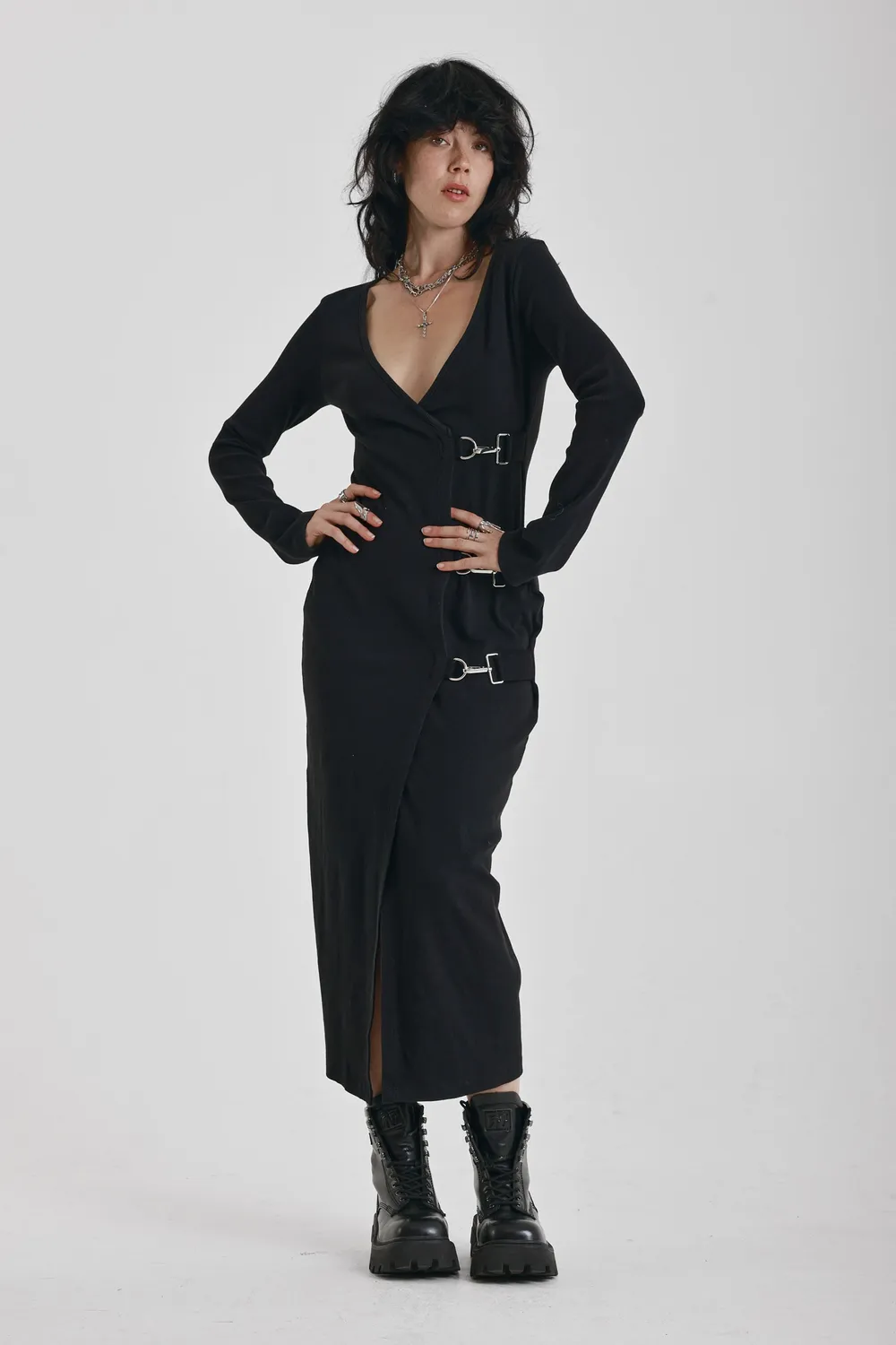 The Ragged Priest Libertine kjole wrap midi sort