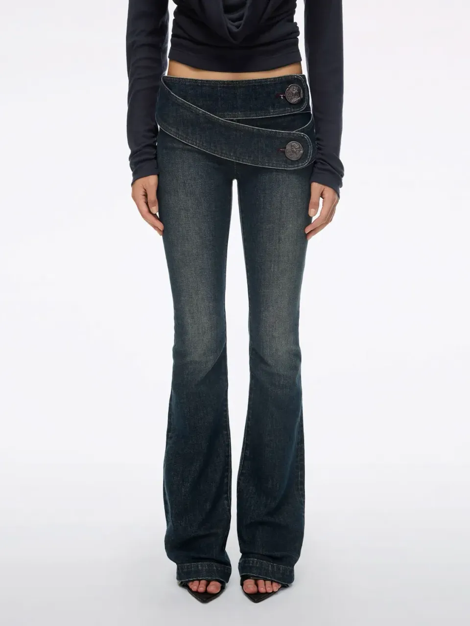 Miss Sixty Double-Belt Flare Jeans mørkeblå