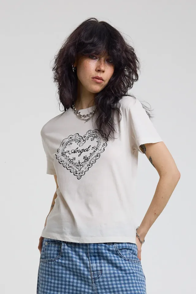 The Ragged Priest Angel Heart Graphic Baby T-shirt offwhite