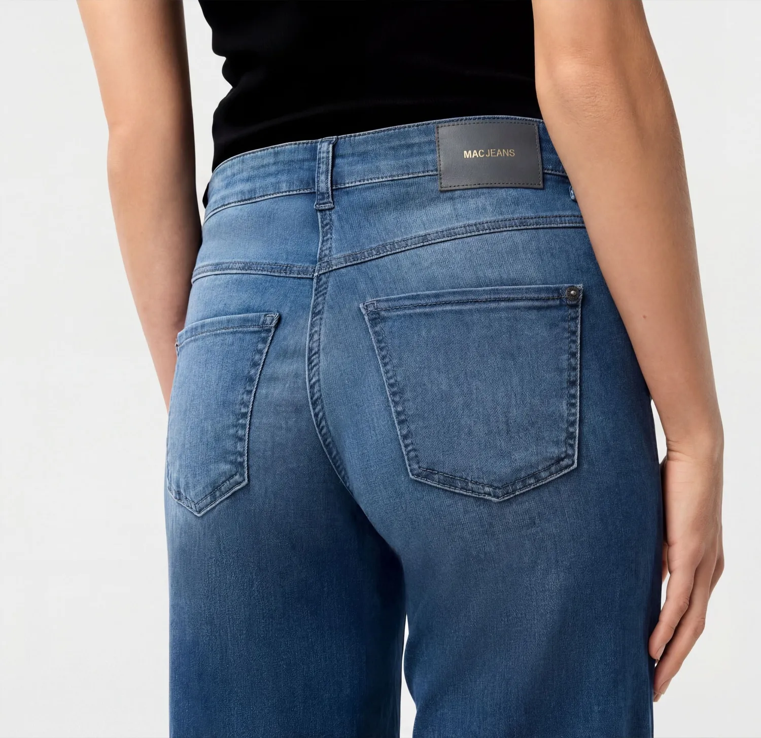 MAC Dream Wide cropped jeans mellemblå wide fit