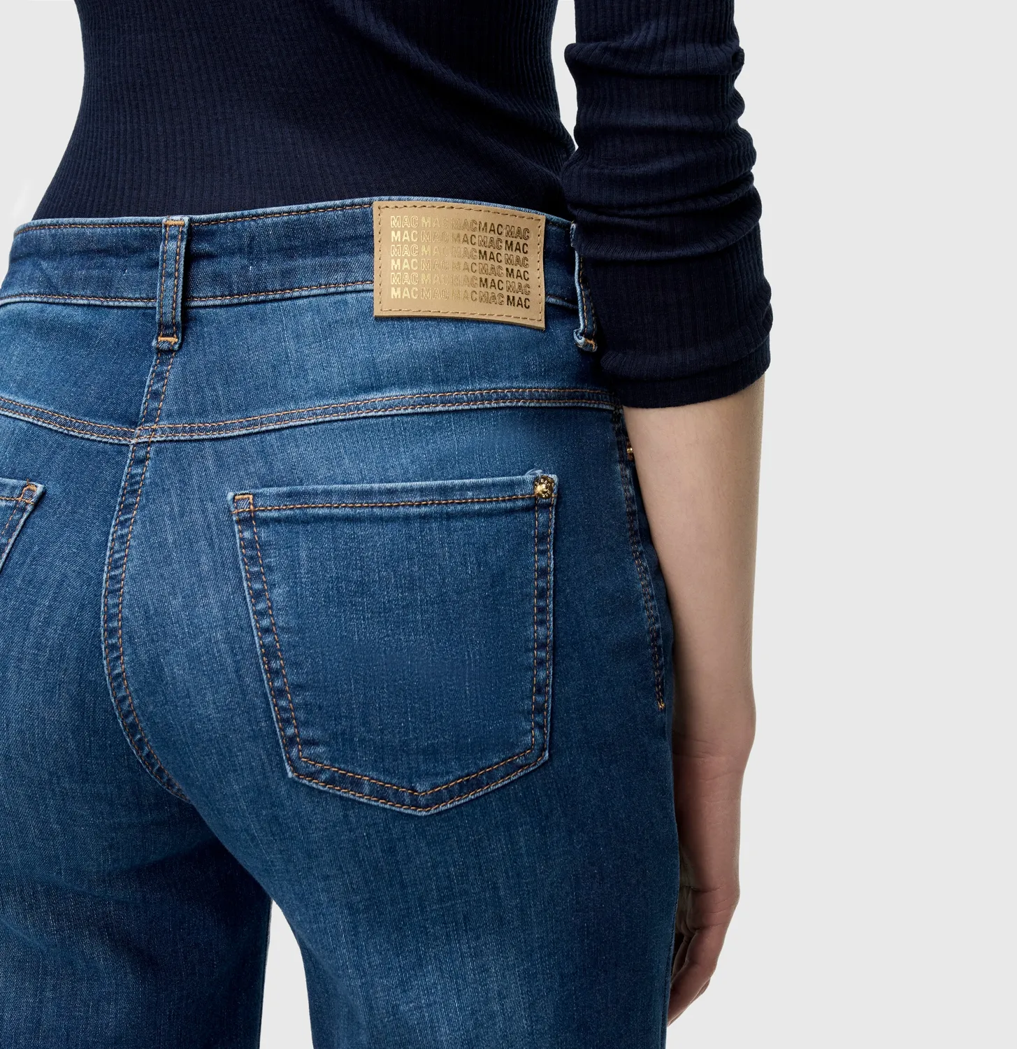 MAC Wide 5228-90-0387L wide jeans mørkeblå stretch