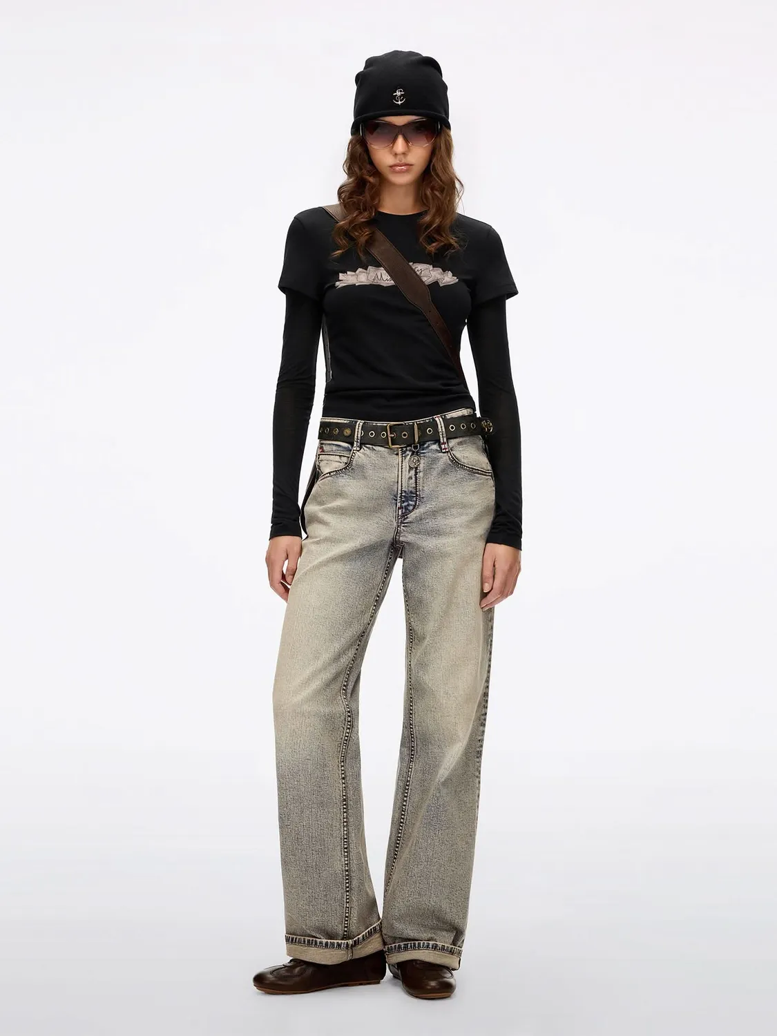 Miss Sixty Layered-Look t-shirt sort med print
