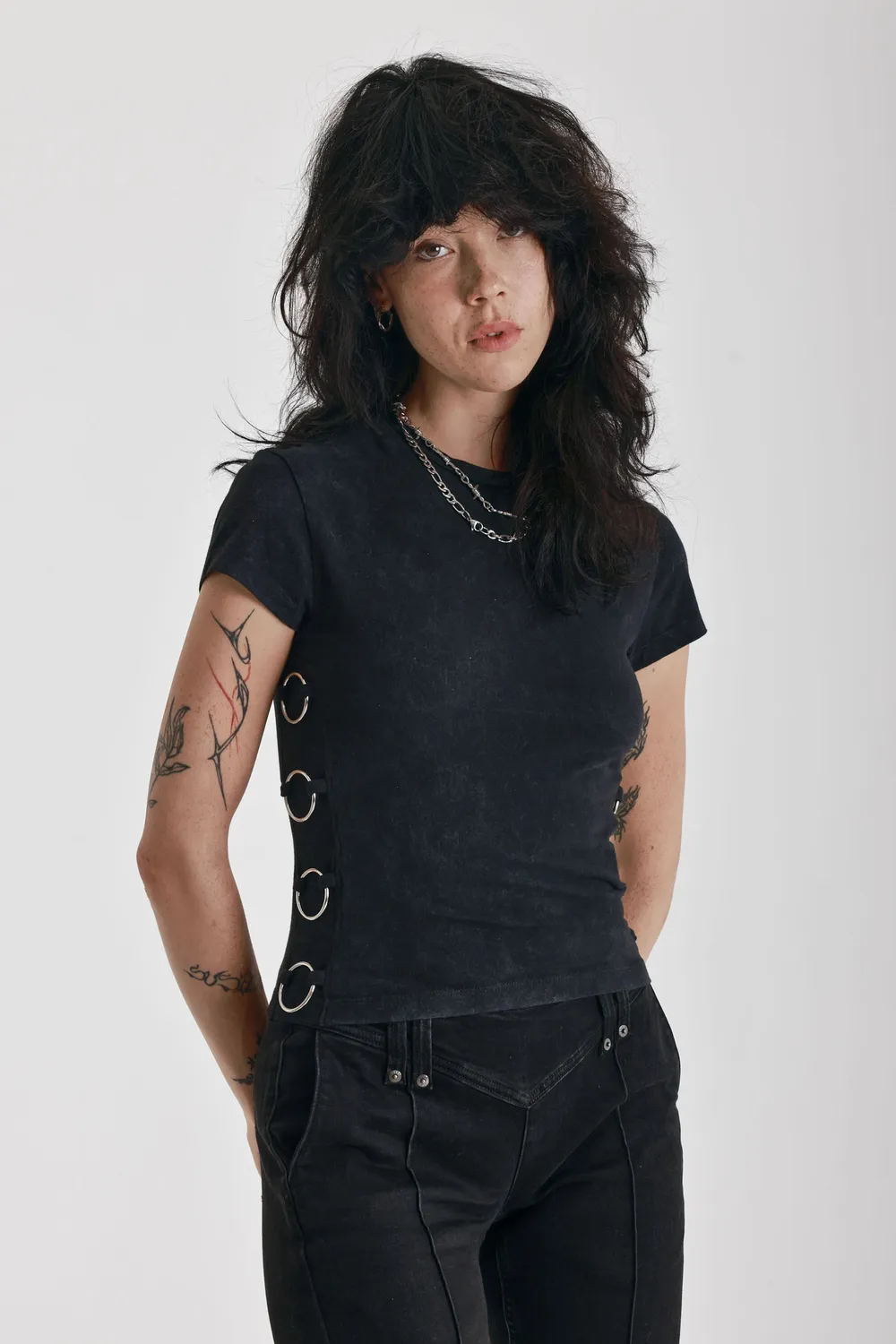 The Ragged Priest Link Acid Wash O-Ring t-shirt sort slim