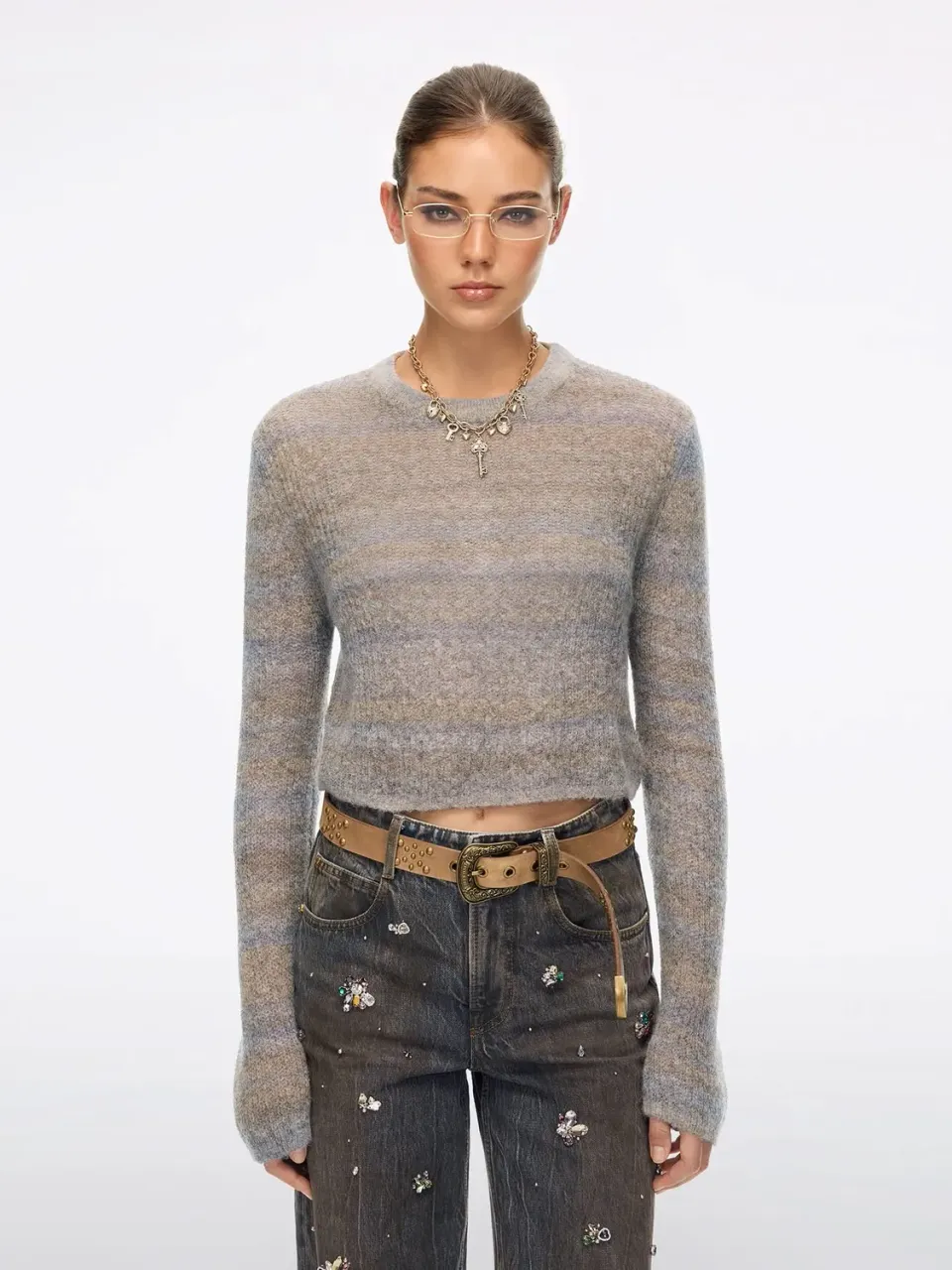 Miss Sixty Contrast Striped strik khaki alpakauld XS-L