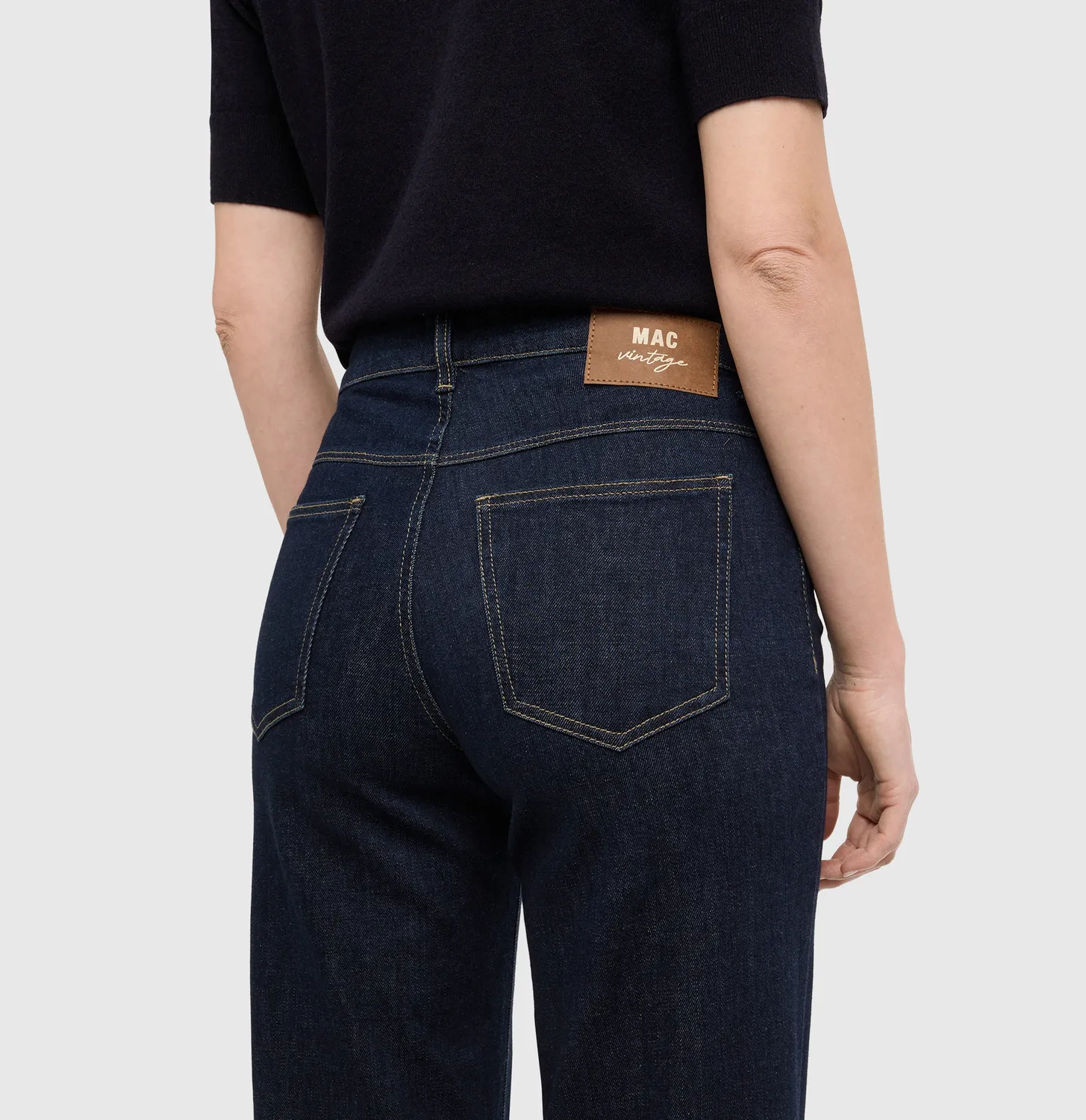 MAC Wide Flare jeans mørkeblå vintage stretch