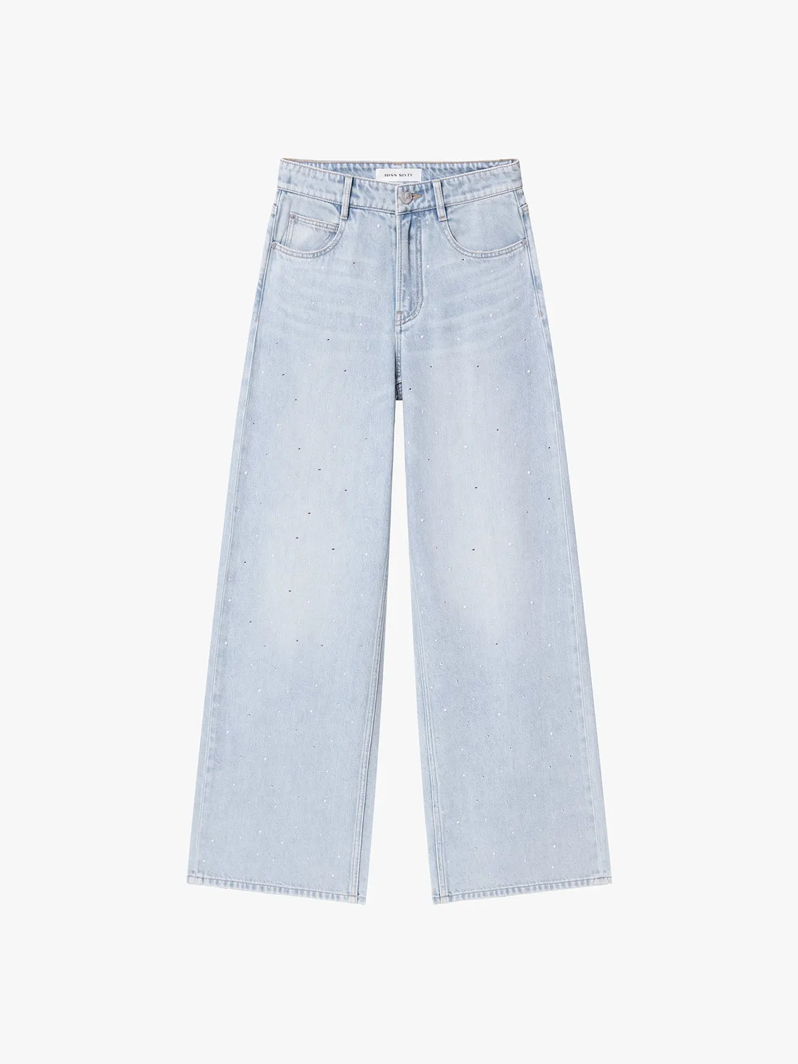 Miss Sixty Wide-Leg jeans lyseblå perler strass