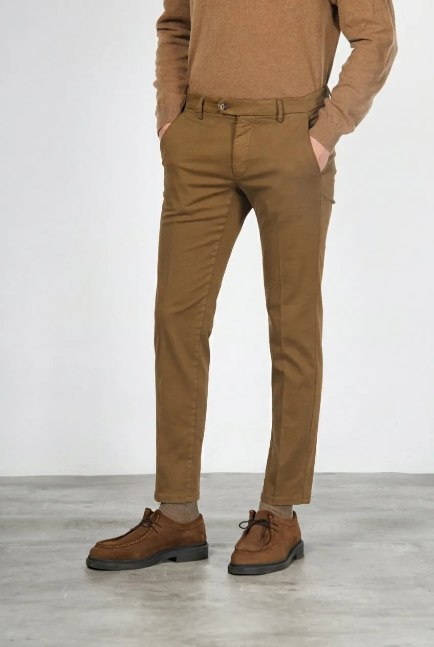Mason's Torino Flex chinobukser valnød slim fit satin