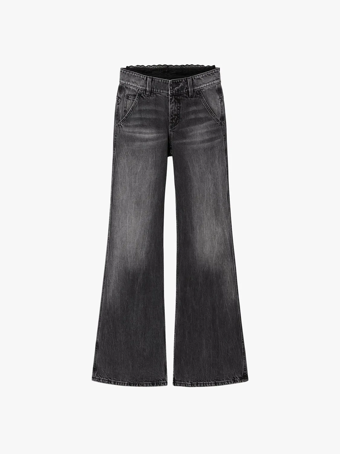 Miss Sixty Lace-Panel Flare jeans Black Fog med blonde