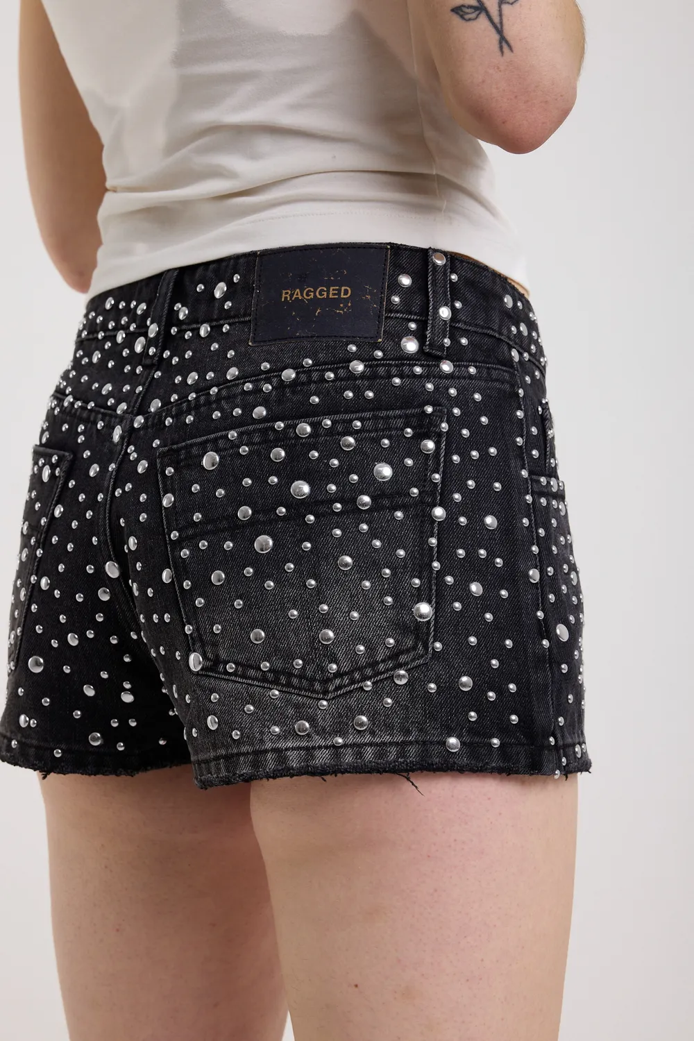 The Ragged Priest Glare denim shorts sort lav talje nitter