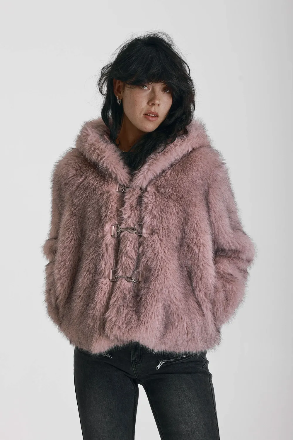 The Ragged Priest Julia faux fur jakke dusty pink