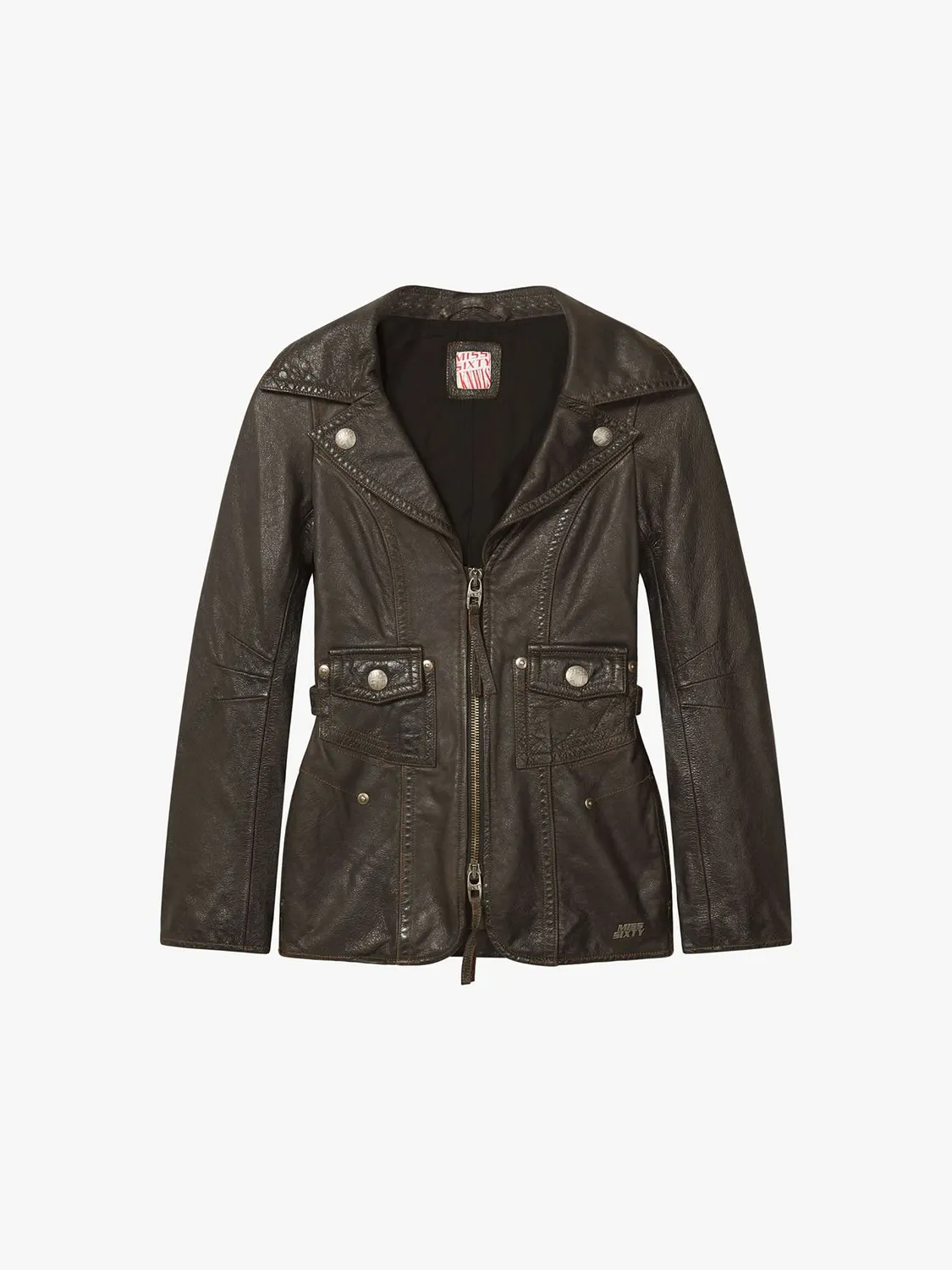 Miss Sixty KNWLS Distressed læderjakke retro sort slim