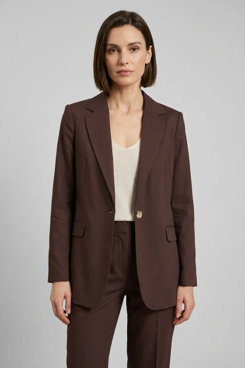 Mason's Irene blazer dame mørkebrun hør viskose