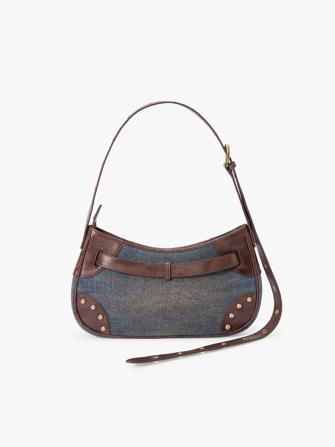 Miss Sixty skuldertaske blå denim læder patchwork