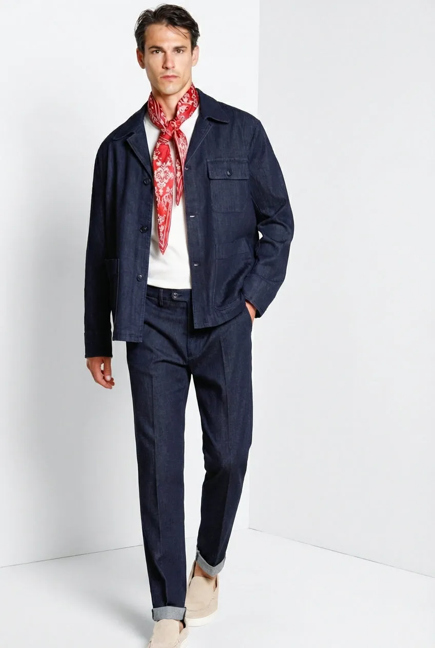 Mason's Boston chinobukser navy denim relaxed fit