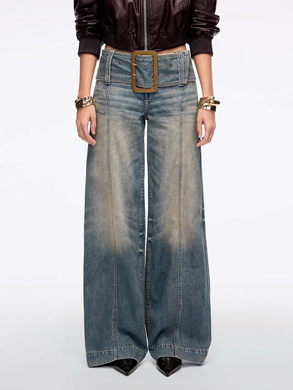 Miss Sixty Wide-Leg jeans mellemblå bælte