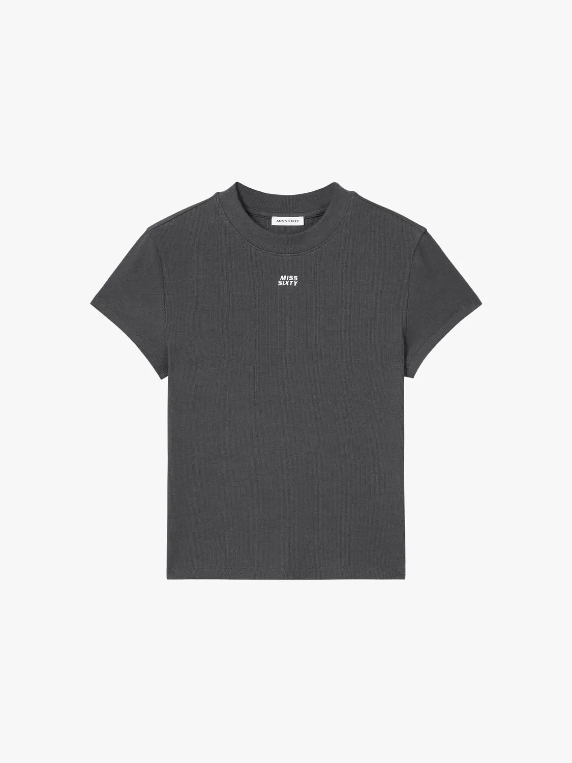 Miss Sixty Broderet T-shirt Mørkegrå slim crop