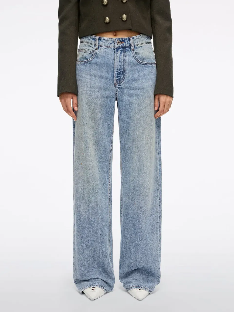 Miss Sixty straight jeans middle blue perlebroderi