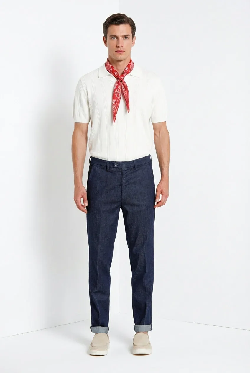 Mason's Boston chinobukser navy denim relaxed fit