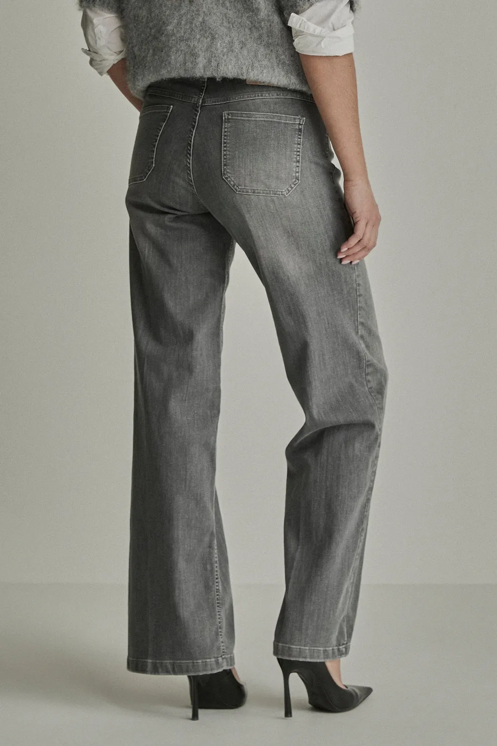 Para Mi Mira wide jeans grey used høj talje str 32