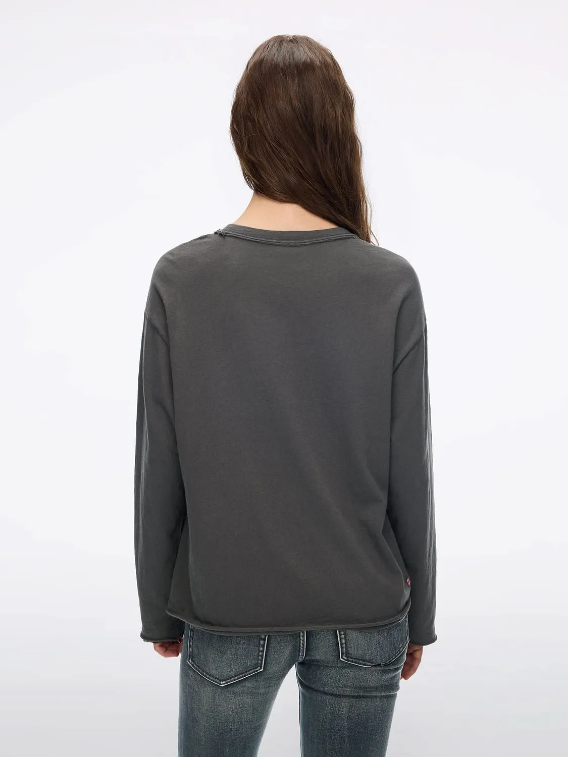 Miss Sixty Distressed Graphic T-shirt langærmet abrikos