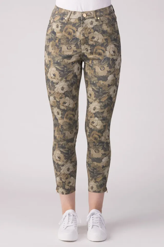 Merrytime 15640-440-40 Super Slim Ankel jeans blomster mørk