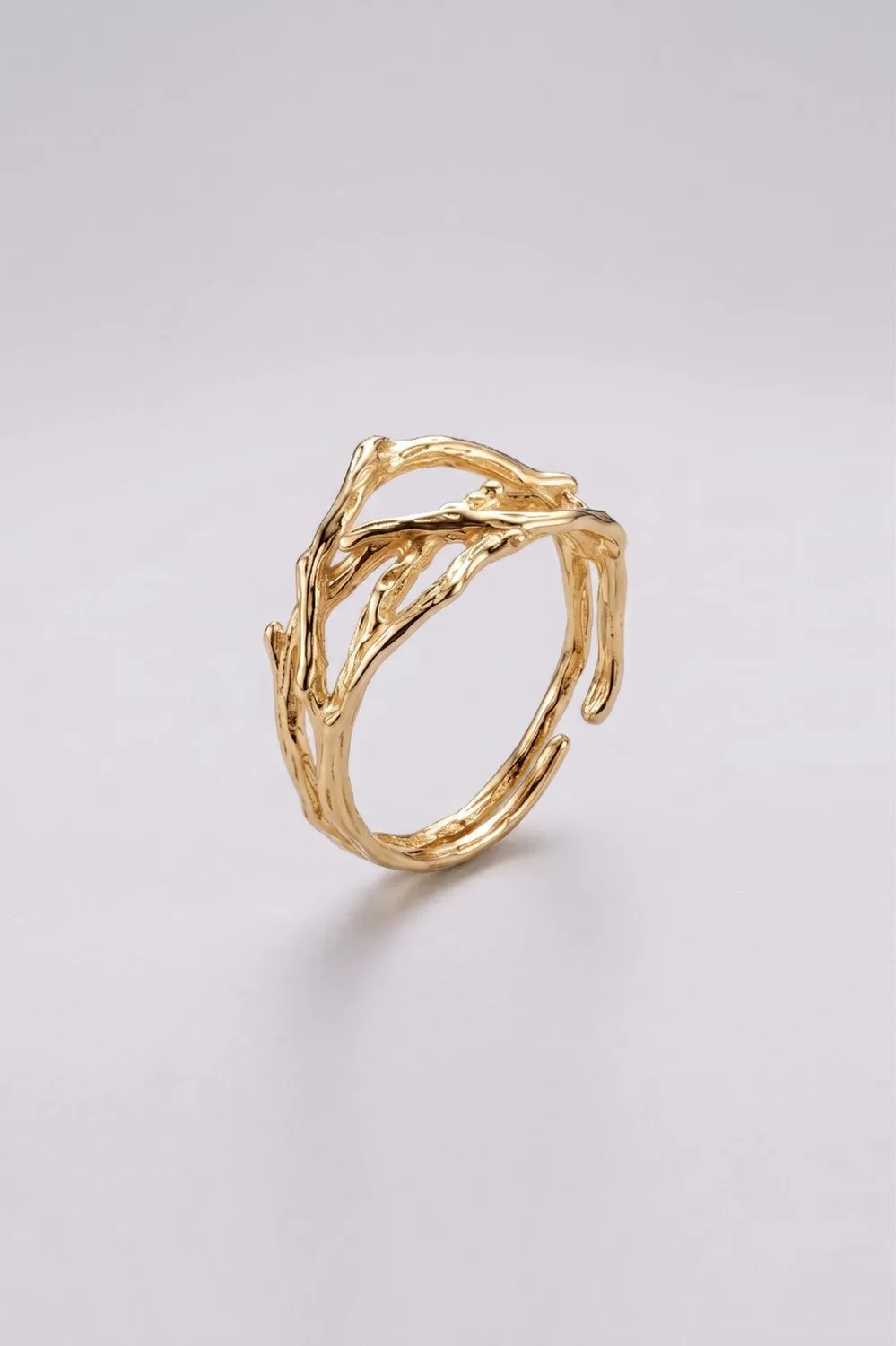 Organsk Woven ring sølv justerbar flet