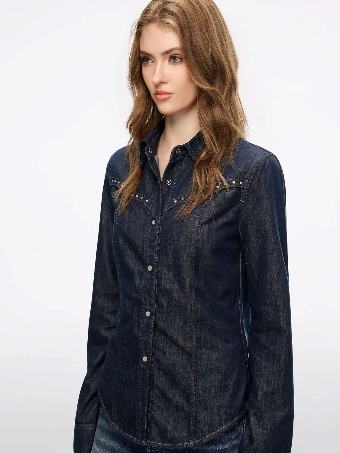 Miss Sixty Studded denimskjorte mørkeblå med nitter